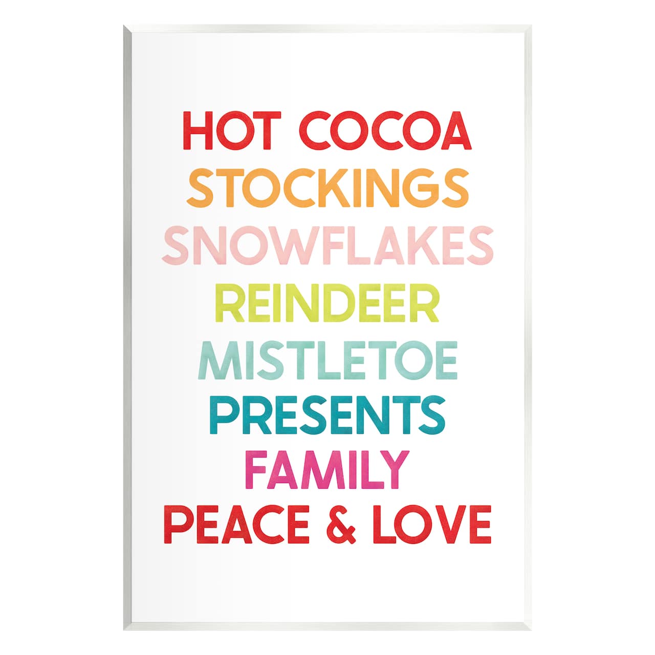 Stupell Industries Peace & Love Rainbow Christmas List Wall Plaque Art